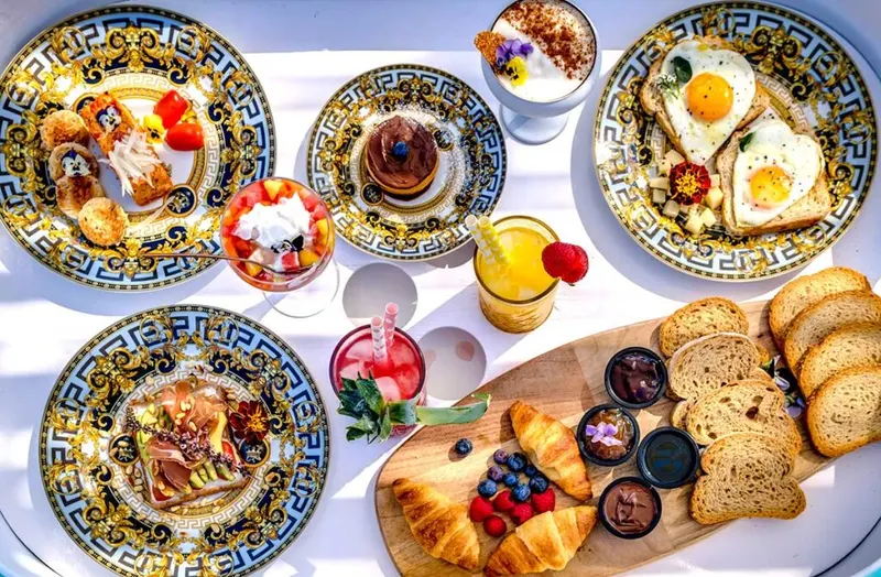 Gourmet breakfast spread served at the suite