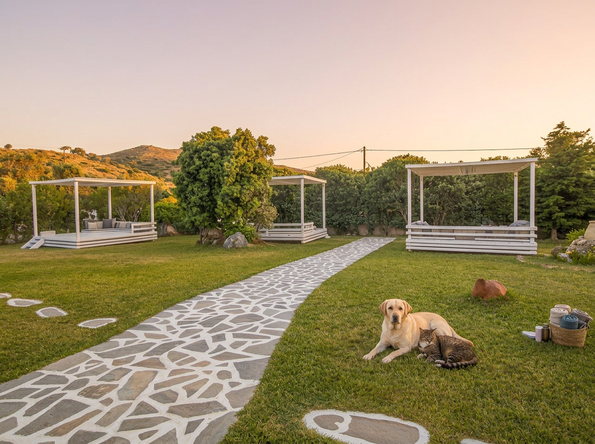 Pet friendly dog cat at Ow Andros, Andros Greece