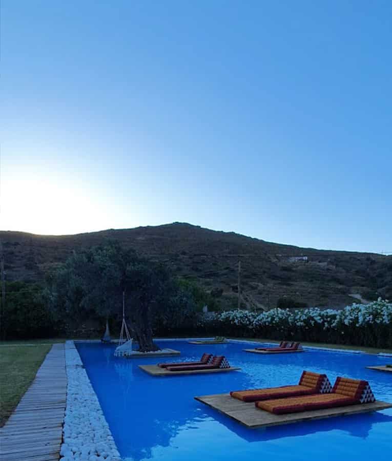 Pool lounge at sunset