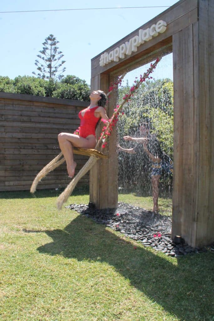 Couple enjoying the waterfall swing